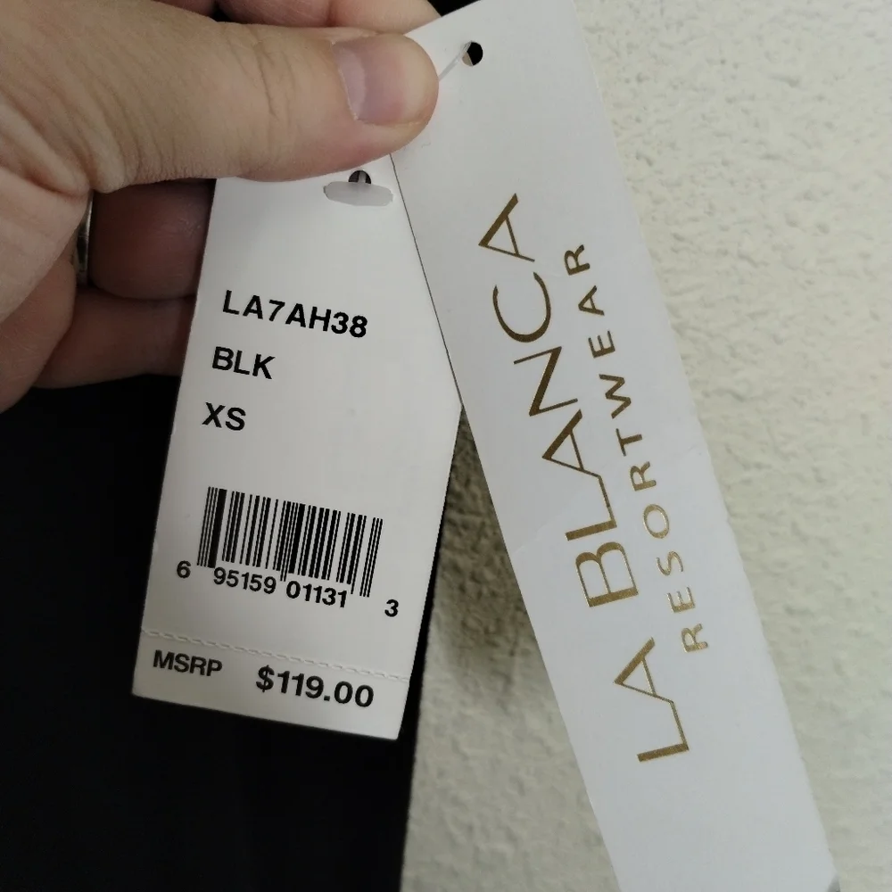 La Blanca Resort Wear Black Swimsuit Cover Up Maxi Dress Side Slits Size XS